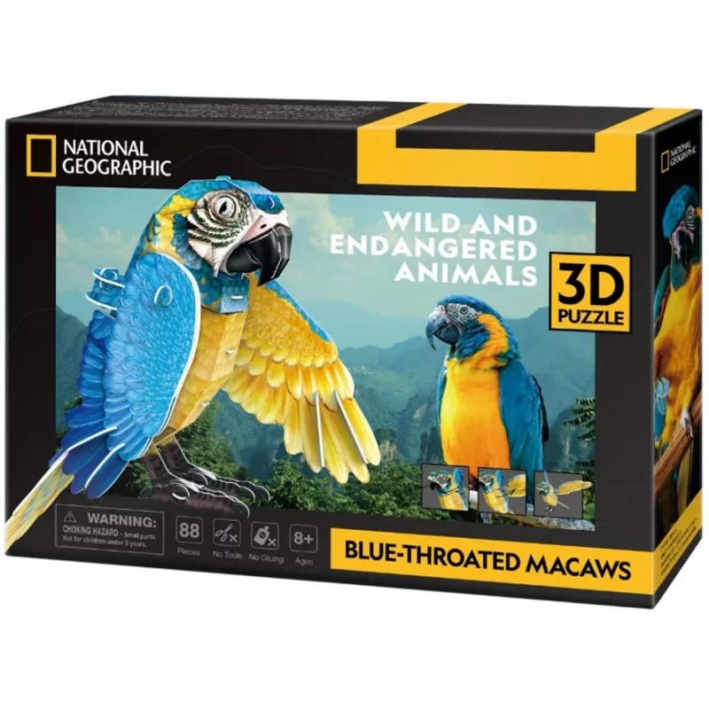3D Puzzle Cubicfun Blaukehlaras, 88 Teile, Modell 306-DS1097H