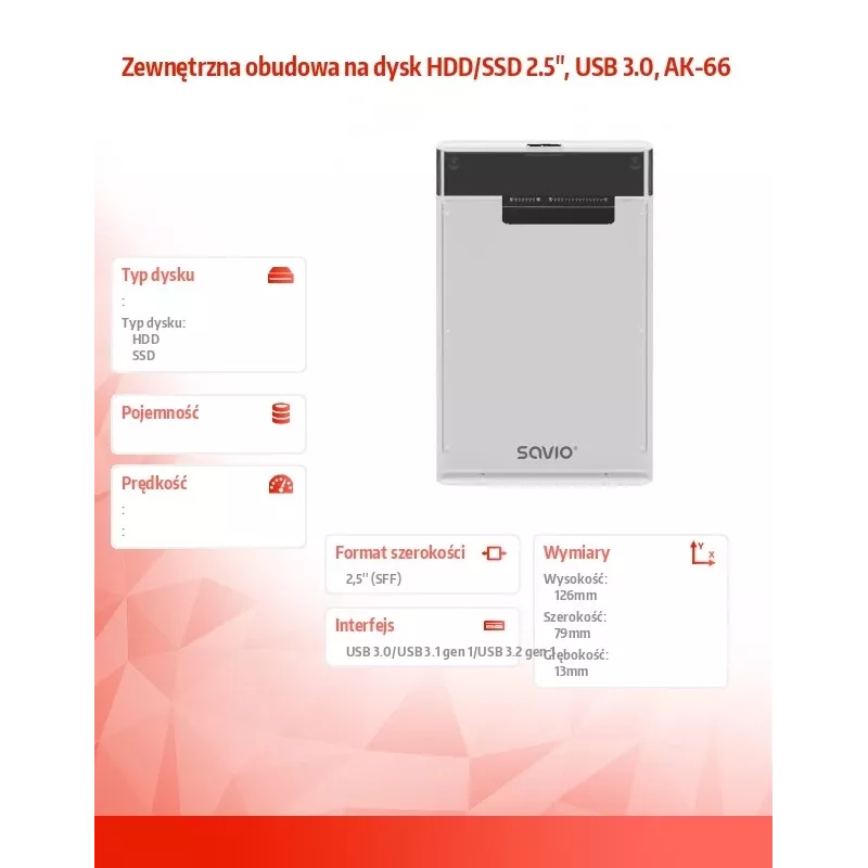 HDD/SSD-Gehäuse Savio AK-66
