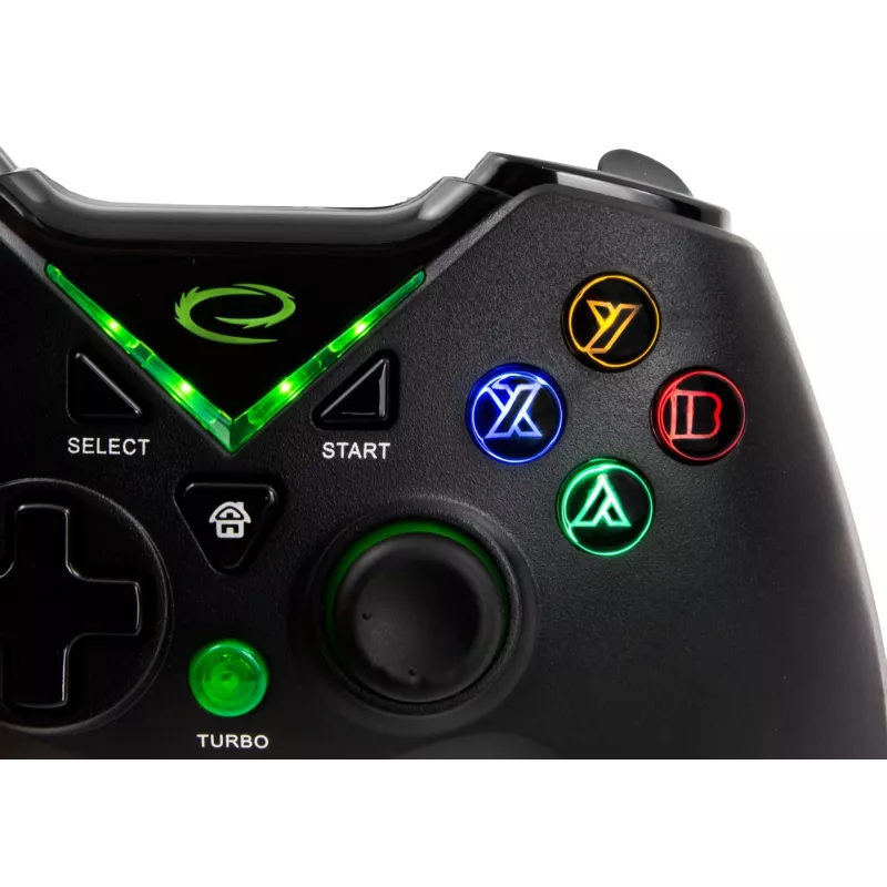 Gamepad Esperanza EGG114K kabelgebunden USB 2.0 schwarz — 12 Tasten, 2 Joysticks, Vibration, für PC & Xbox Series X/S/One