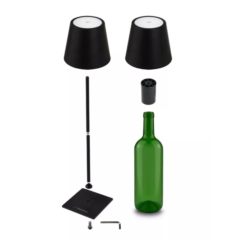 Tisch LED Schreibtischlampe ESPERANZA ELD119K Schwarz — 3W, 4000K, 200 lm, USB-C, 2400 mAh Batterie, 400 mm Höhe