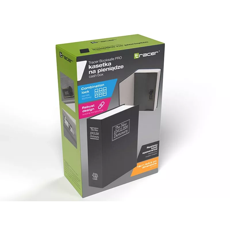 Geldkassette TRACER TRASEJ47654 — BookSafe Pro Design, sichere kleine Safe, strapazierfähiges Material