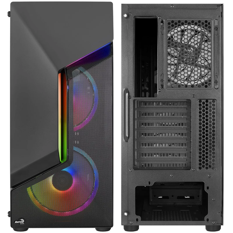Aerocool Scape-G-BK-v2 Midi-Tower, Tempered Glass, FRGB - schwarz