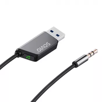 Savio TR-16 Transmitter AUX-Adapter mit Freisprechfunktion, Bluetooth 5.3, Google Assistant/Siri