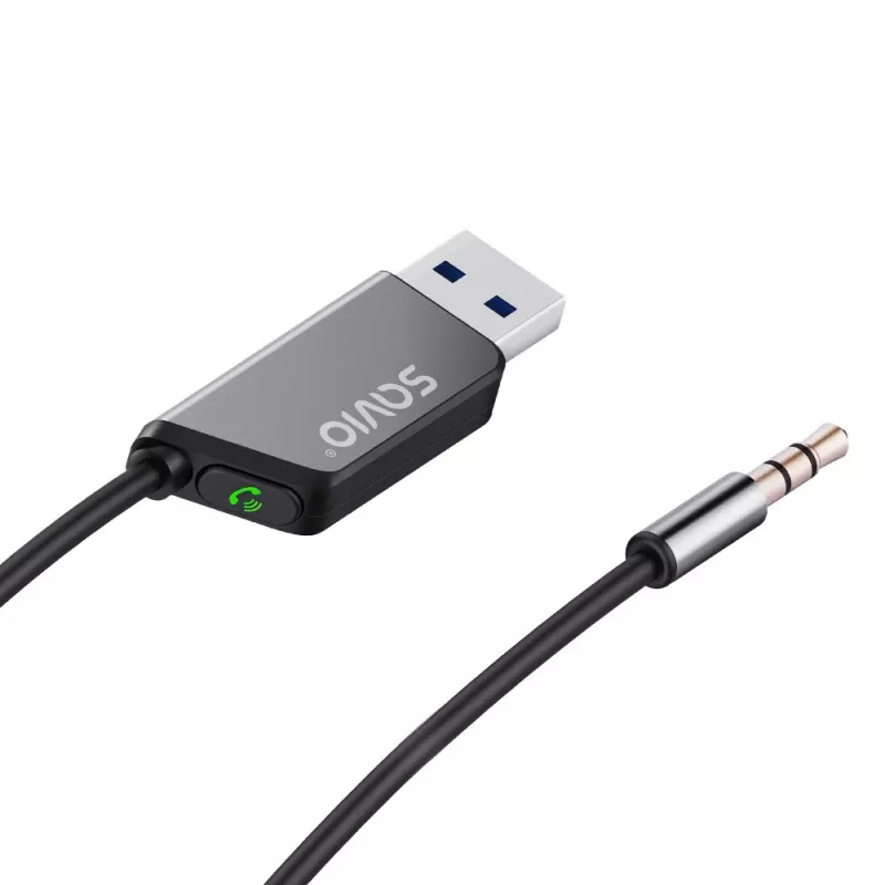 Savio TR-16 Transmitter AUX-Adapter mit Freisprechfunktion, Bluetooth 5.3, Google Assistant/Siri
