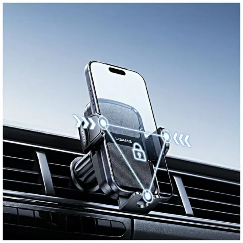 Autohalterung usams ZJ085 schwarz — Fahrzeug-Smartphone-Halterung, verstellbare Klemme