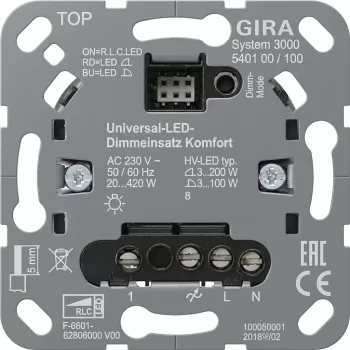 Aufputz-Dimmermodul Gira S3000 Uni-LED-Dimmeins. Komfort 540100 für LED-Beleuchtung