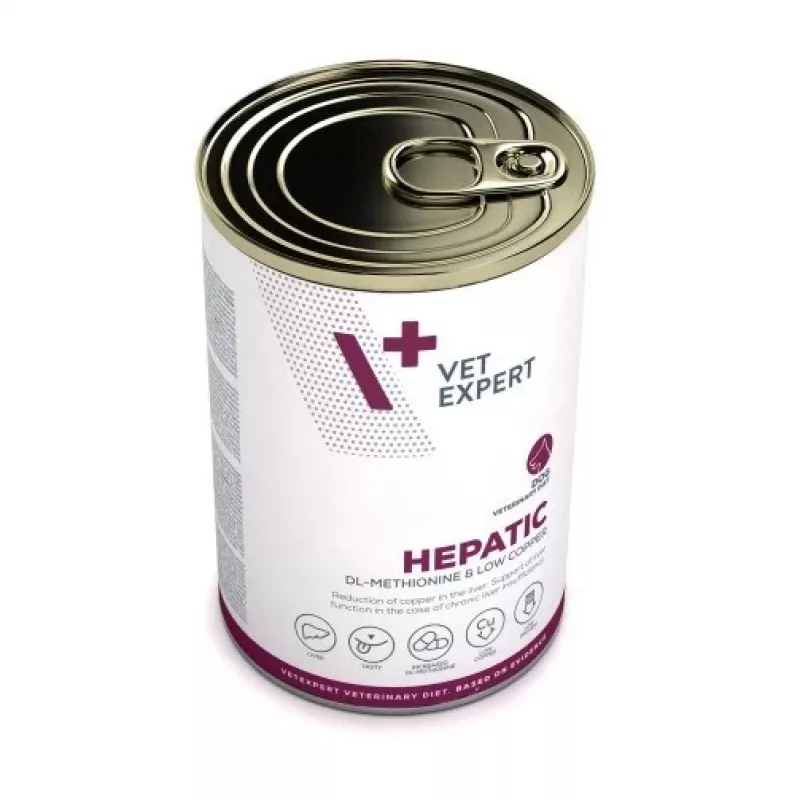 Nassfutter für Hunde VETEXPERT Veterinary Diet Hepatic für Hunde, 400 g, Leberunterstützung, Fleischgeschmack