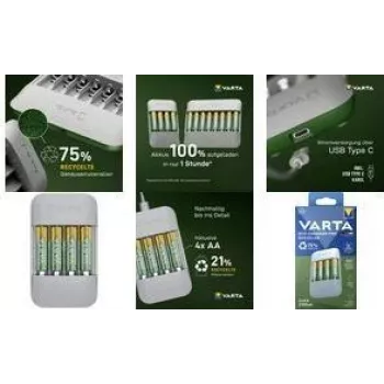 Batterieladegerät Varta Eco Charger Pro Recycled 4x AA 2100 mAh (Modell 56816)