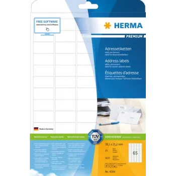 Adressetiketten HERMA Premium A4 38,1x21,2 mm abgerundete Ecken 1625 Stk.