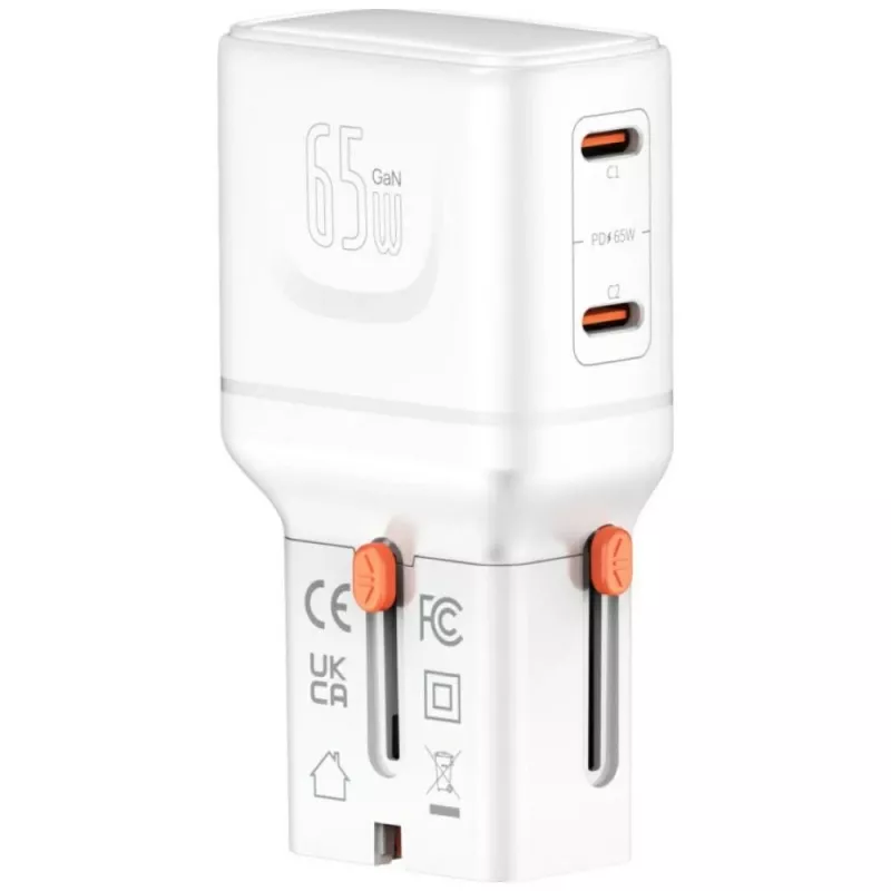 Travel Charger World 65W USB-C + USB-A weiß