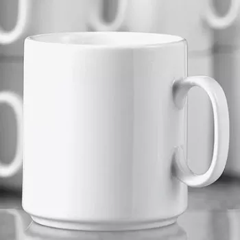 Porzellan-Kaffeetasse Esmeyer Diane 402-108 280 ml — Set mit 6 Stück, Weiß