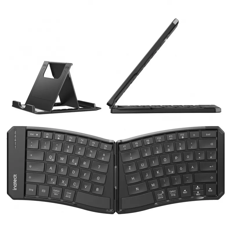 Inateck Full-Size gekrümmte Bluetooth-Tastatur N0131 QWERTZ Scherenschalter Schwarz