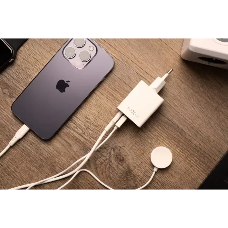 Reiseladegerät FIXED Fixed Mini USB-C/USB 45W — kompaktes Dual-Port-Ladegerät mit USB-C und USB-A