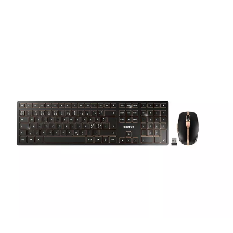CHERRY DW 9100 SLIM Tastatur Maus inklusive Universal RF Wireless + Bluetooth Nordisch Schwarz