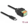 DeLOCK USB 2.0 Kabel USB Type-C Stecker auf Klemmleistenadapter 15 cm