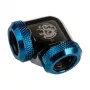 Adapter 90° BitsPower für 12 mm AD Hardtube auf 12 mm AD Hardtube, glänzend schwarz/blau