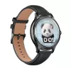 Smartwatch Colmi L28 mit schwarzem Silikon- und schwarzem Lederarmband