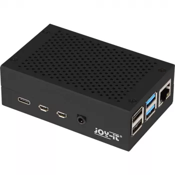 Aluminiumgehäuse für Raspberry Pi 4 B von JYT, Modell RB-AlucaseP4+01B, schwarze Ausführung