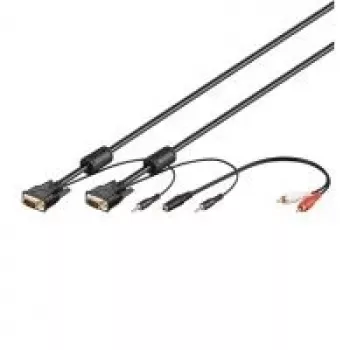 Wentronic SVGA Audiokabel - 3m - VGA (D-Sub) - VGA (D-Sub) - Schwarz - Audio 3,5 mm (93969)