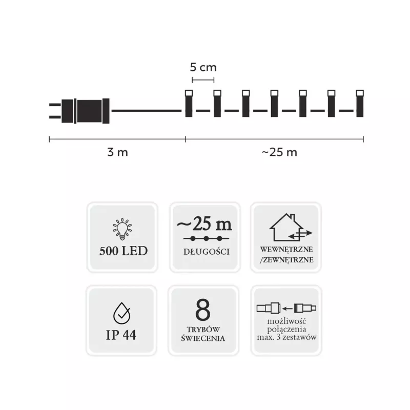LED-Lichtleisten-Set Extralink 500L kaltweiß — Länge 3 m + 25 m innen/außen