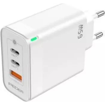 PEDEA Fast Charger „Triple“ 65W GaN USB-C PD USB-A Weiß - Netzteil - USB Typ C