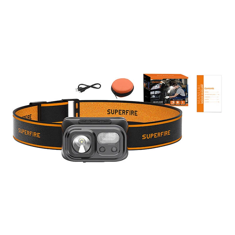 Stirnlampe Superfire HL23-S – 350 lm Leistung, 2000 mAh wiederaufladbarer Akku