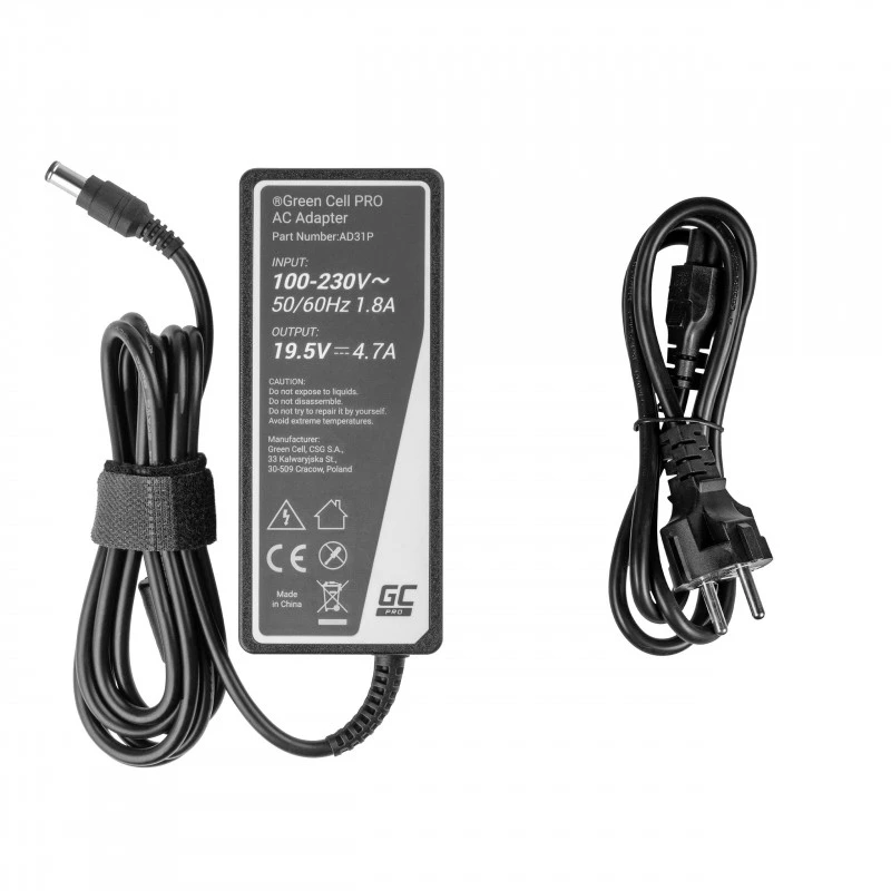 Netzteil Grün Cell AD31P 90W Indoor AC-to-DC 19,5V 4,7A für Sony Laptops, schwarz
