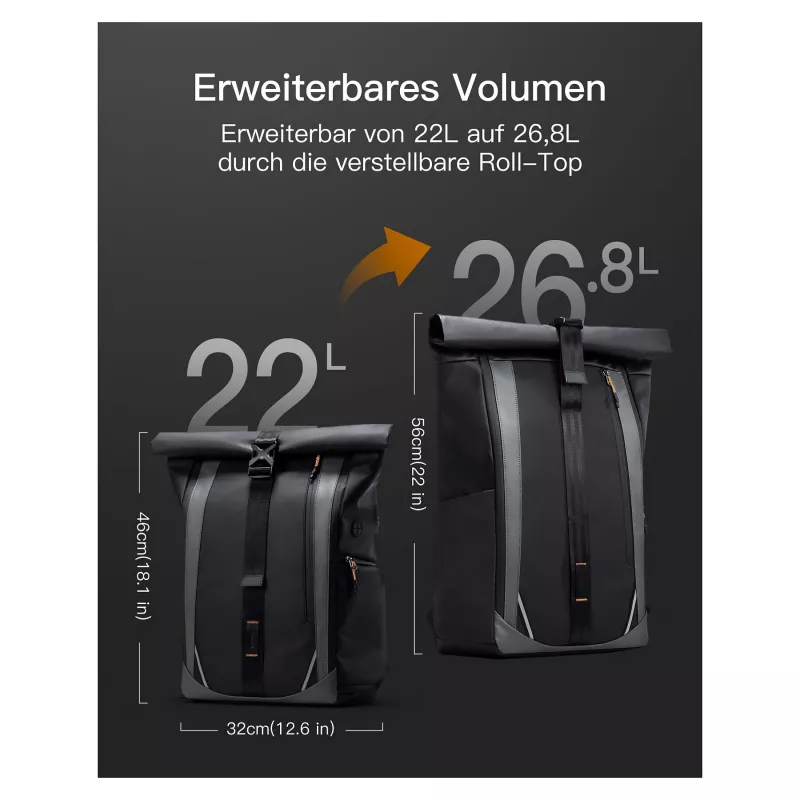 inateck Notebook-Rucksack 15,6 BP01009 schwarz 22-26,8 L