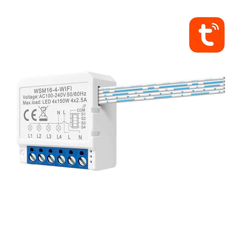 Smart-Schaltermodul Avatto WSM16-W4 Tuya Wi‑Fi zur Fernsteuerung von Stromkreisen