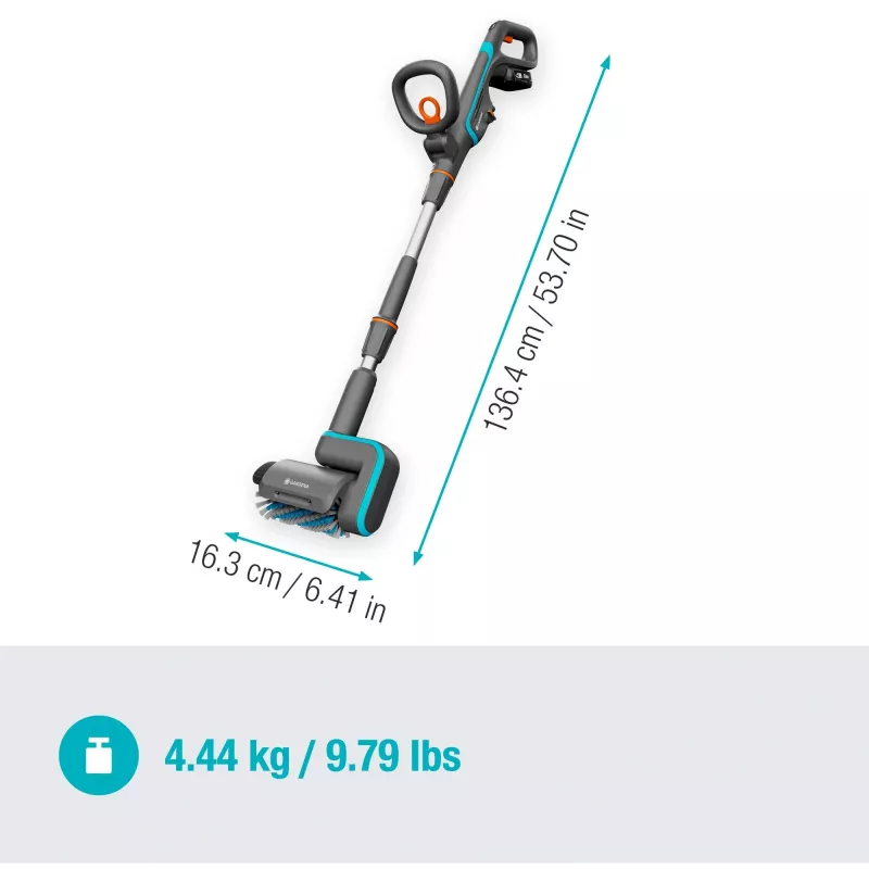 Elektrischer Terrassenreiniger GARDENA 14841-20 batteriebetrieben grün grau orange