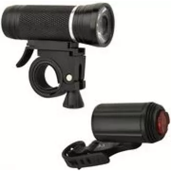 Fahrrad-LED-Lichtset FISCHER ALU 30/15 Lux – vorne 30 lx / hinten 15 lx, Aluminiumgehäuse, bis zu 50.000 h Lebensdauer