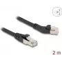 Netzwerkkabel DeLOCK RJ45 Cat.6A 45° links abgewinkelt auf gerade 2 m Schwarz