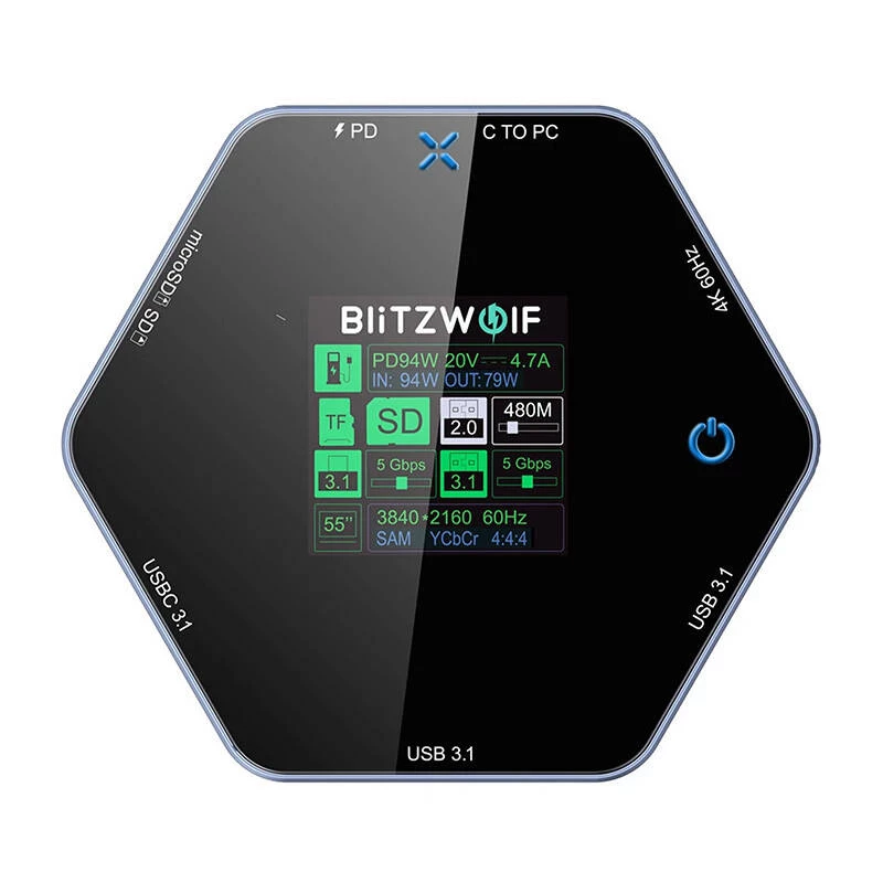 Dockingstation BlitzWolf BW-TH16 8in1 USB 100W mit LCD Smart Display