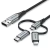 Vention USB 2.0 A Stecker auf 3-in-1 Micro-B&USB-C&Lightning Stecker Kabel 1M Grau Aluminiumlegierung