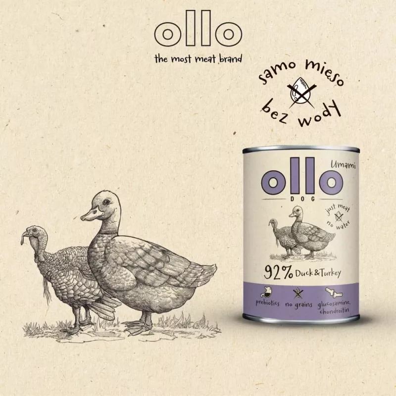 OLLO Umami Ente und Pute - Nassfutter für Hunde - 850g