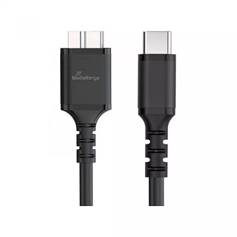 USB-Kabel MediaRange MRCS257 0,5 m — Micro-USB B auf USB-C, USB 3.2 Gen 1 (5 Gbit/s), schwarz