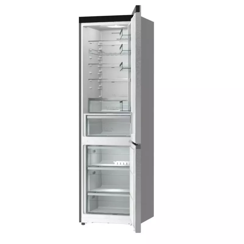 Kühl-Gefrierkombination Gorenje NRB620E61X4WFE, freistehend, Edelstahl, Gesamtkapazität 413 L, Gefrierfach unten 130 L, NoFrost, LED-Anzeige