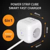 Power Cube QOLTEC 52547 Steckdosenleiste 3×AC-Steckdosen, 2×USB-A, 1×USB-C PD 20W