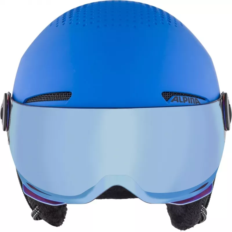 Helm ALPINA ZUPO VISOR QLite — Kinder-Skihelm, Hartschale, 54–58 cm, integriertes Visier, Run System Ergo Snow