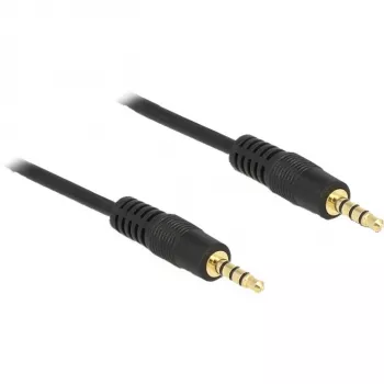 DeLOCK - Audiokabel - 28 AWG - Mini-Klinke 3,5 mm, 4-polig (M) - Mini-Klinke 3,5 mm, 4-polig (M) - 5,0 m - Geschirmt - Schwarz (83438)