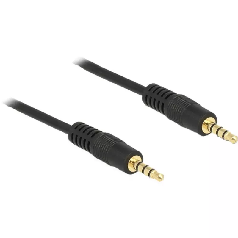 DeLOCK - Audiokabel - 28 AWG - Mini-Klinke 3,5 mm, 4-polig (M) - Mini-Klinke 3,5 mm, 4-polig (M) - 5,0 m - Geschirmt - Schwarz (83438)