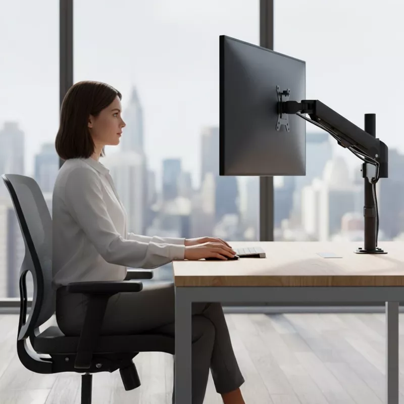 Monitorhalterung MACLEAN MC-135 Gasdruckfeder für 17-Zoll–32-Zoll-Bildschirme, Belastung 2–10 kg, schwarz