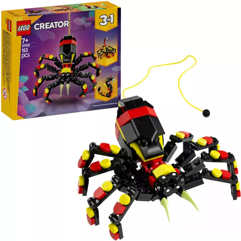 LEGO Creator 3-in-1 baubares Spinnenmodell 31159 — 153 Teile, Alter 7+, 110×150×50 mm