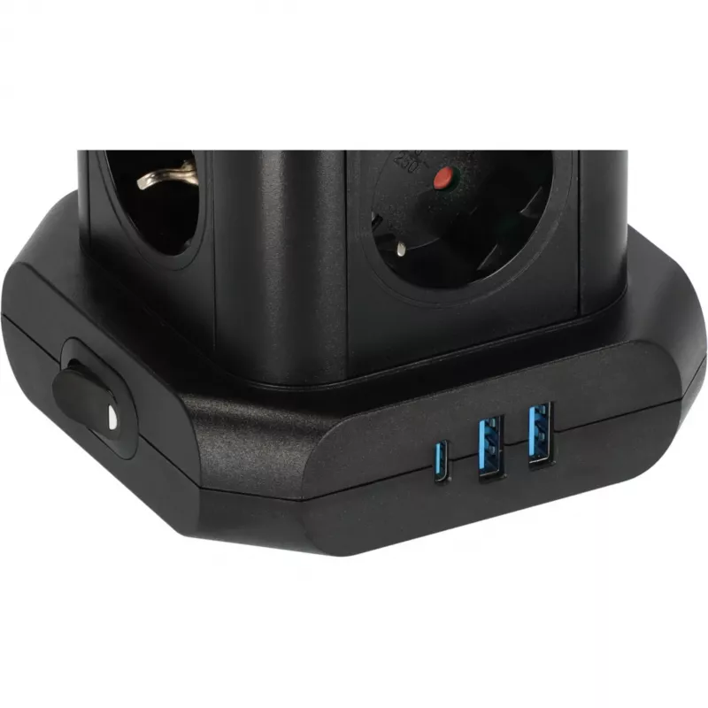 Steckdosenturm Brennenstuhl 1153560010 — 8 Steckdosen, 2×USB-A, 1×USB-C, schwarz