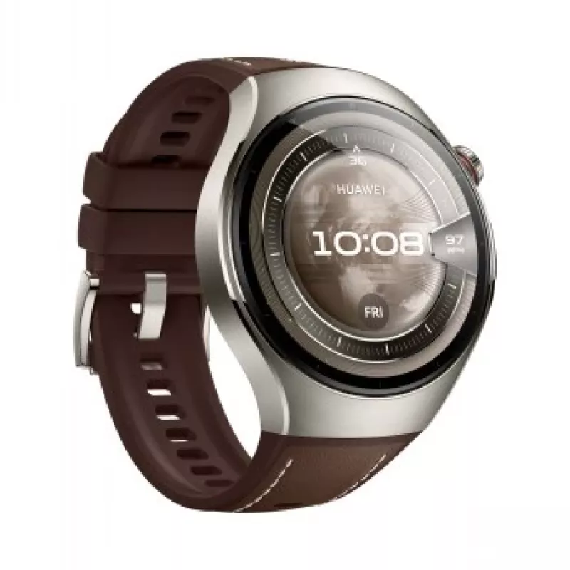 Smartwatch HUAWEI WATCH 5 Classic 46 mm, 1.38 Zoll AMOLED 466×466, Touchscreen, GPS, silbernes Gehäuse, braunes Armband