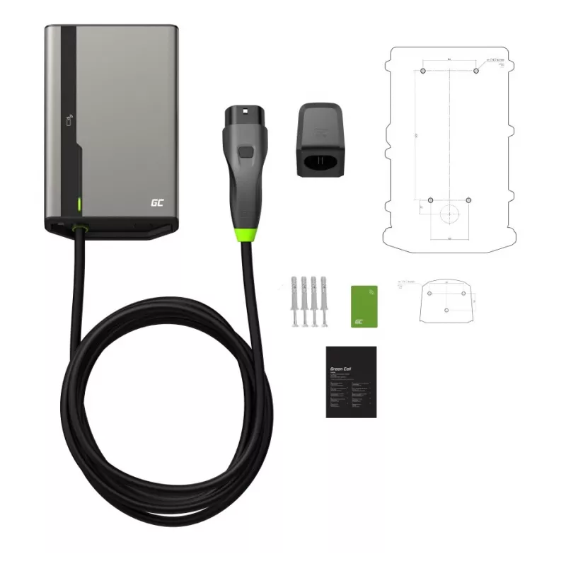 Wallbox Grün Cell GC EVGC021B2250 3,6-22 KW 5m NFC Grau Aluminium