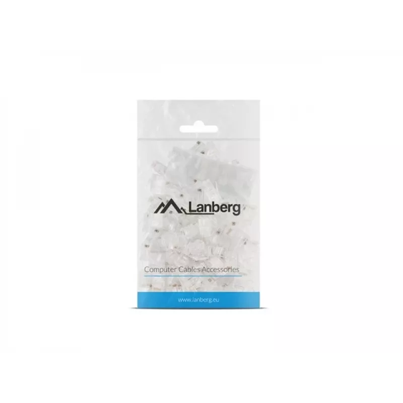 LANBERG RJ-45-Steckverbinder PLU-6000 für Cat6 U/UTP-Kabel, transparent/weiß, 100er-Pack
