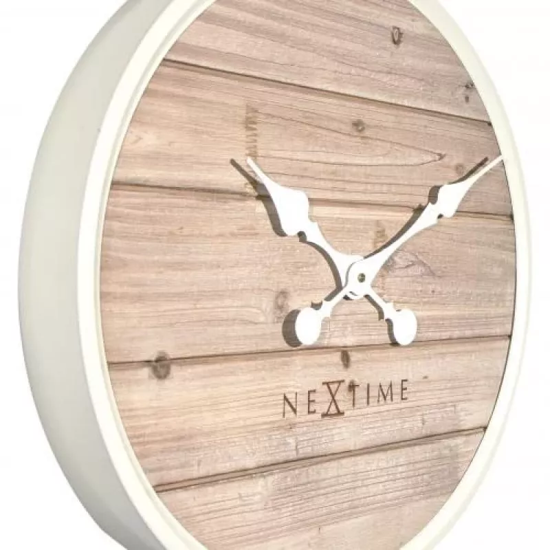 NeXtime klok 3134wi Plank, Ø50 cm, Wand, Weiß