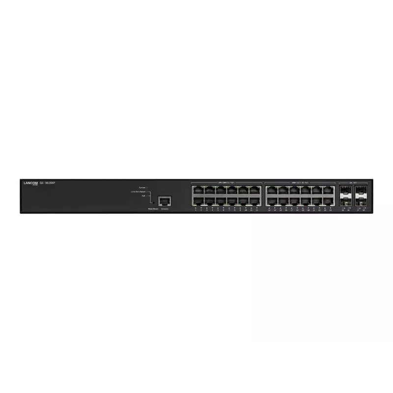 Managed LANCOM GS-3628XP Switch, 24× 2,5G RJ-45 Ports, PoE, L2/L3, 1U Rackmount