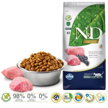 FARMINA N&D Prime Lamm und Blaubeere Adult - Trockenfutter für Katzen - 5 kg